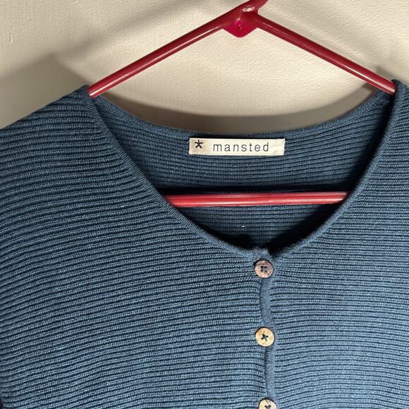 Mansted Sweater Womens Size Medium 100% Cotton Cardigan Blue - Picture 7 of 7